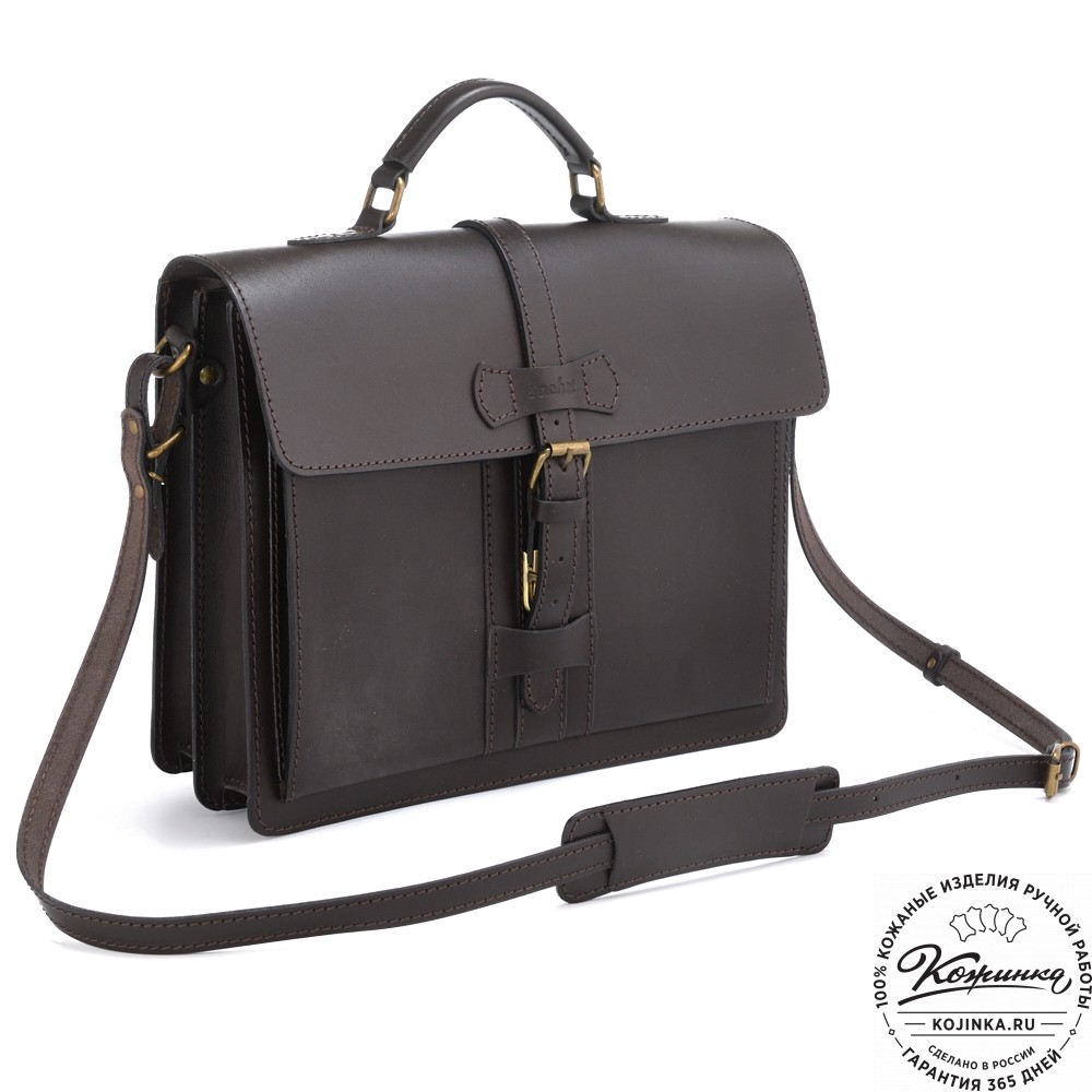 Мужской кожаный портфель "Премьер" (тёмно-коричневый)